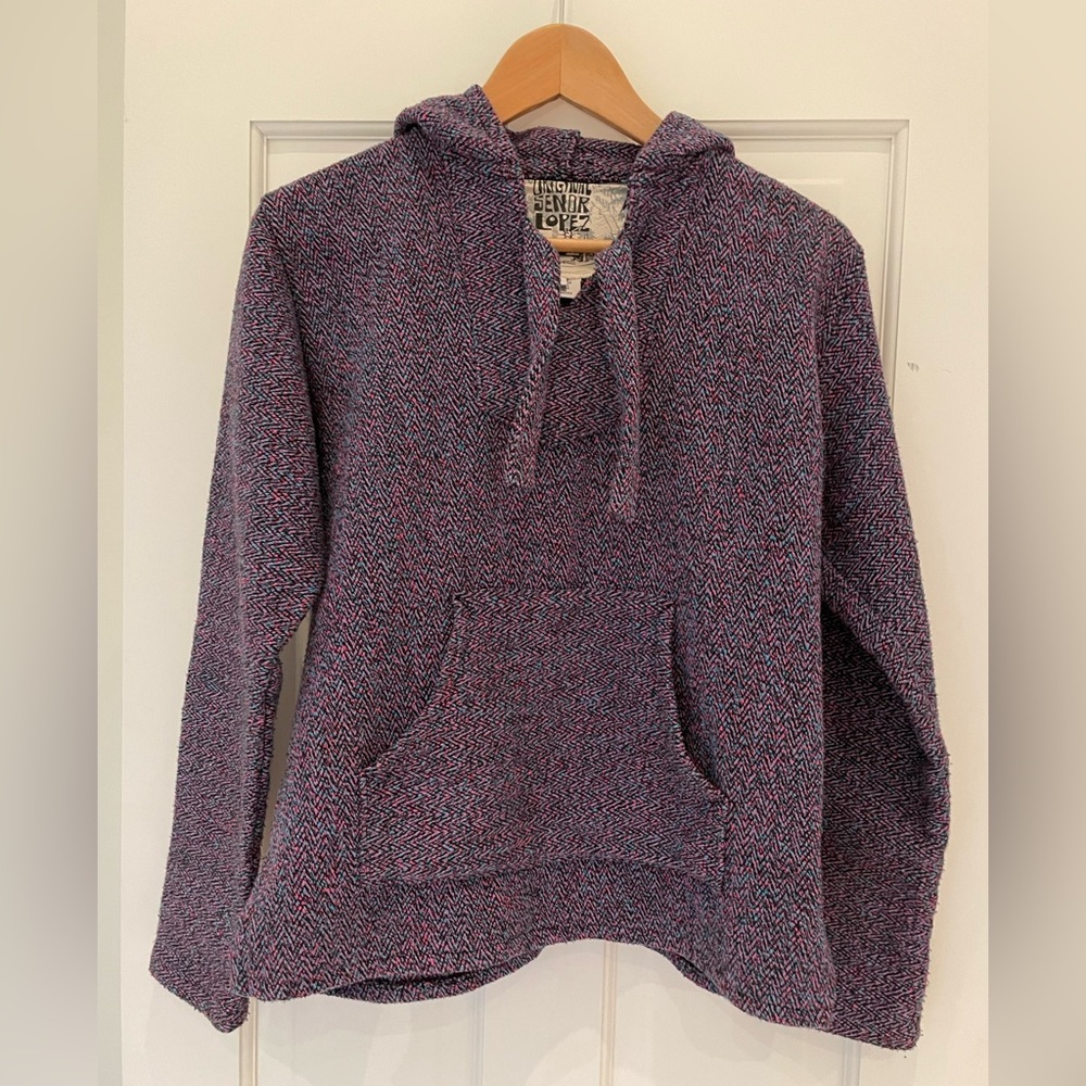 Original Señor Lopez poncho hoodie pullover size S purple Mexico